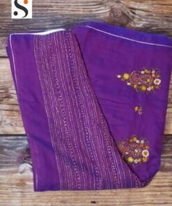 Cotton-Based Lambani Stitch Purple Saree