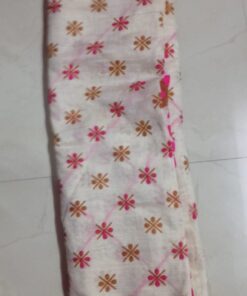 Alternative view of White and Red Block Kantha Saree