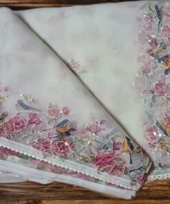 Alternative view of Beautiful Organza Kantha Stitch Saree