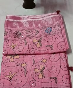 Linen Kantha Stitch Saree